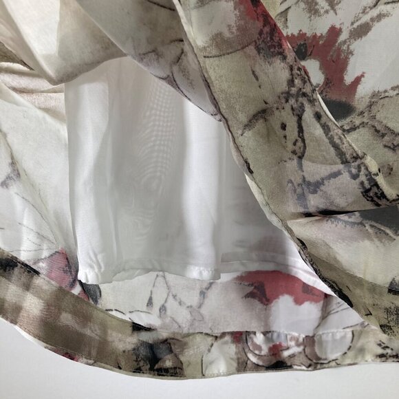 Womens Entro Floral Top Sleeveless Tie Neck Lined Tan Pink M‎ - Picture 5 of 7